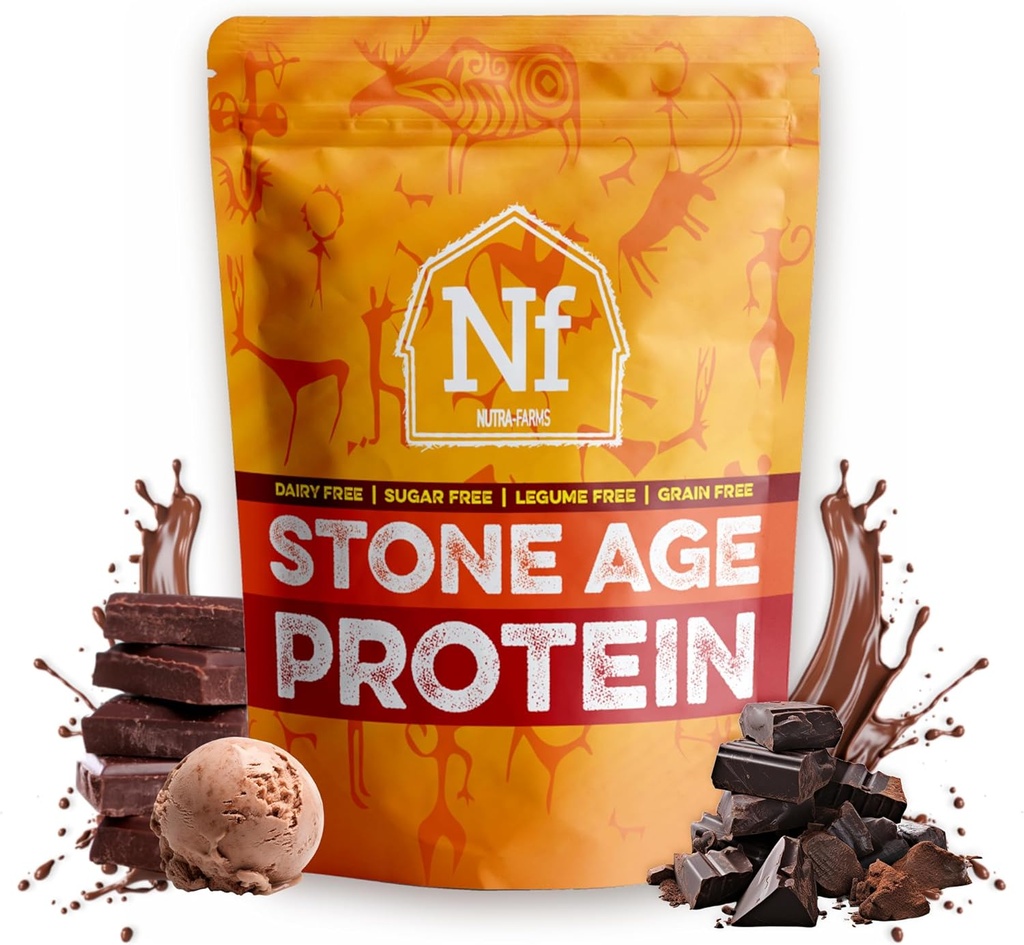 Nutra Farms Stone Age Protein | 글루텐 프리 계란 흰 단백질 분말 | 계란 흰 분말 | 낙농장 무료, 설탕 무료 및 구트-Friendly | 초콜릿, 2 파운드