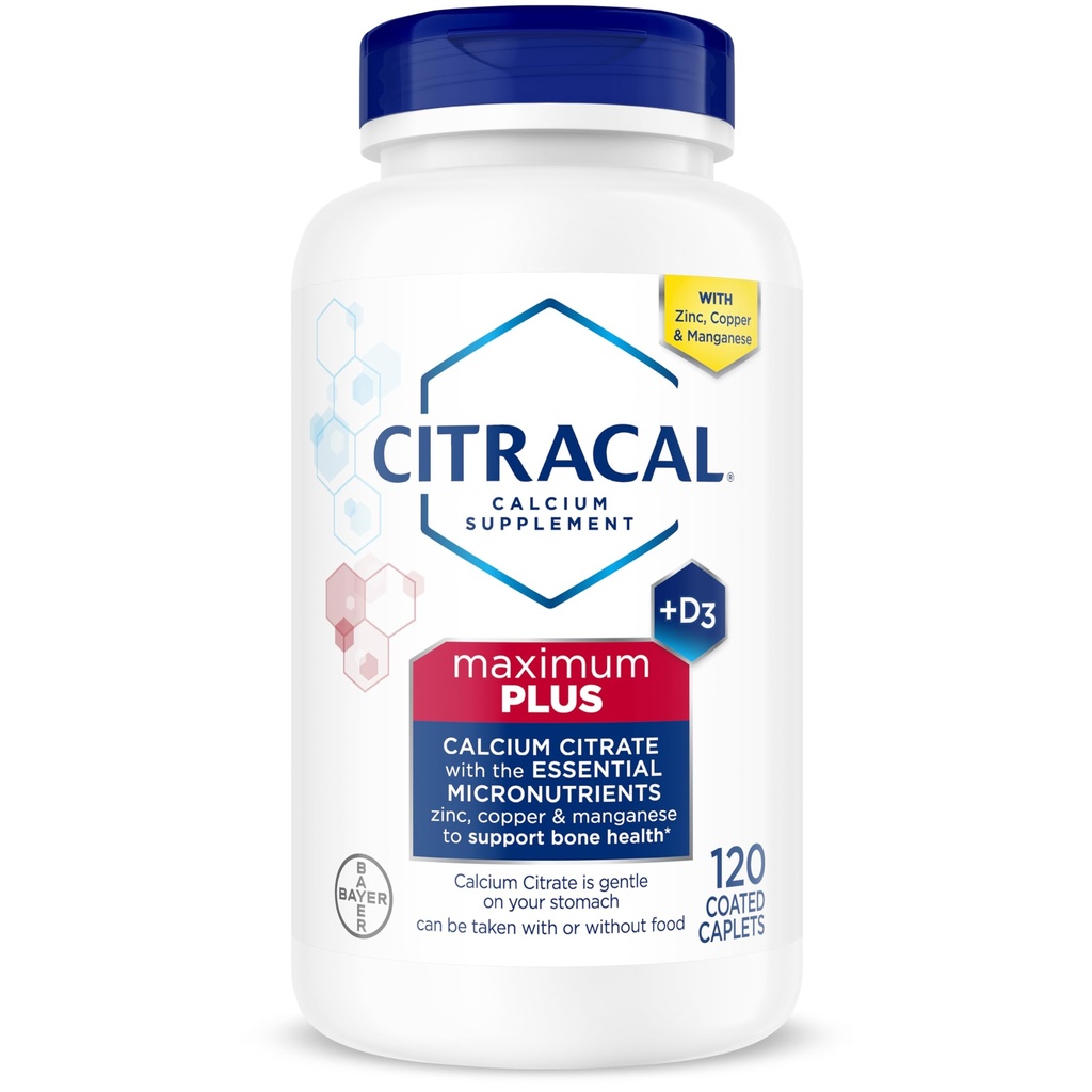 Citracal 최대 플러스, 650 mg 칼슘 구연산염, 쉽게 25 mcg (1000 IU) 비타민 D3, 뼈 건강 지원, 나이 12+를 위한 칼슘 보충교재, 120 조사 (포장 May Vary)