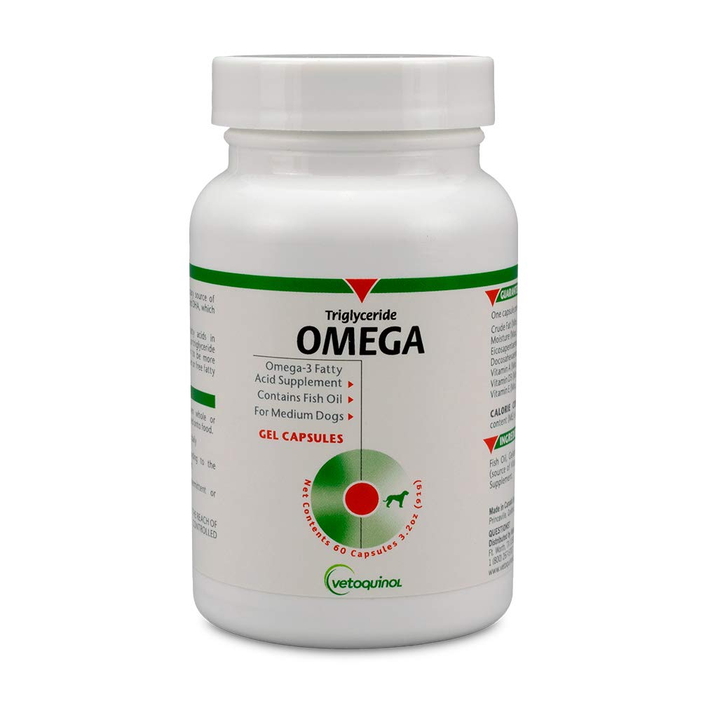 Vetoquinol Triglyceride 오메가 개 보충교재 캡슐, 중간 출혈: 30-60 lbs, 60ct