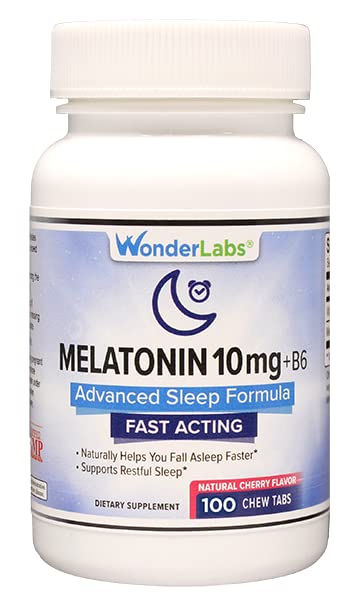 Wonder Laboratories Chewable Melatonin 10mg + B6 빠른 용해 도움 당신은 잠그는 더 빠른, 잠그는 더 긴 100 조사를 체재합니다