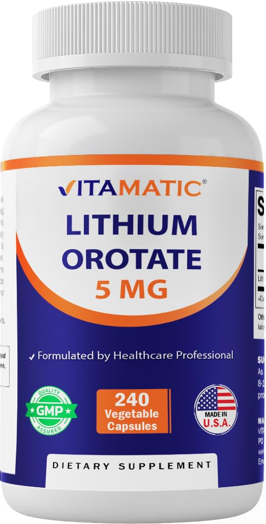 Vitamatic 리튬 Orotate 5mg, 240의 Veggie 캡슐, 비 GMO, 글루텐은 해방합니다.