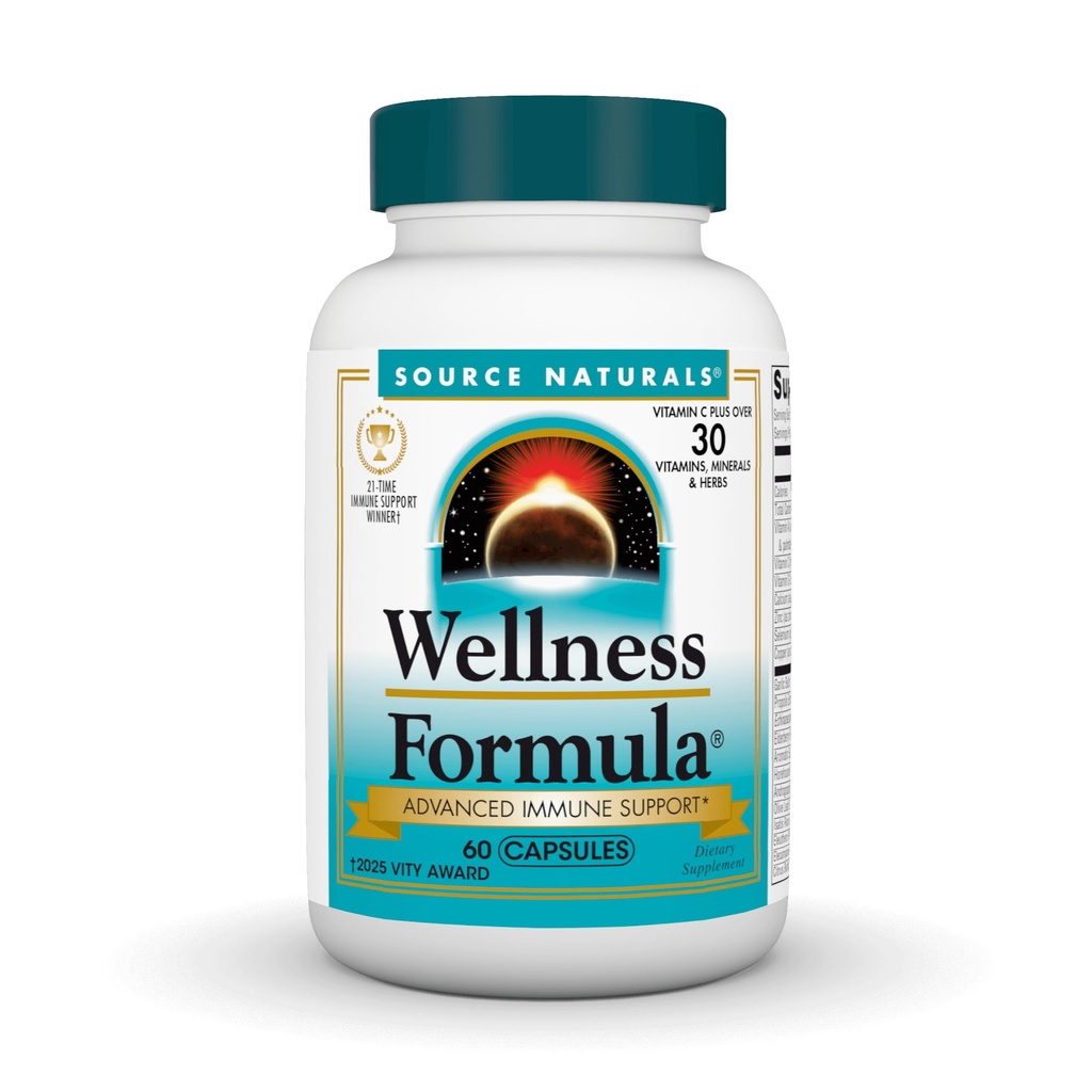 Source Naturals Wellness Formula Bio-Aligned Vitamins & Herbal Defense for Immune System Support - 다이어트 보충 및 면역 부스터 - 60 캡슐
