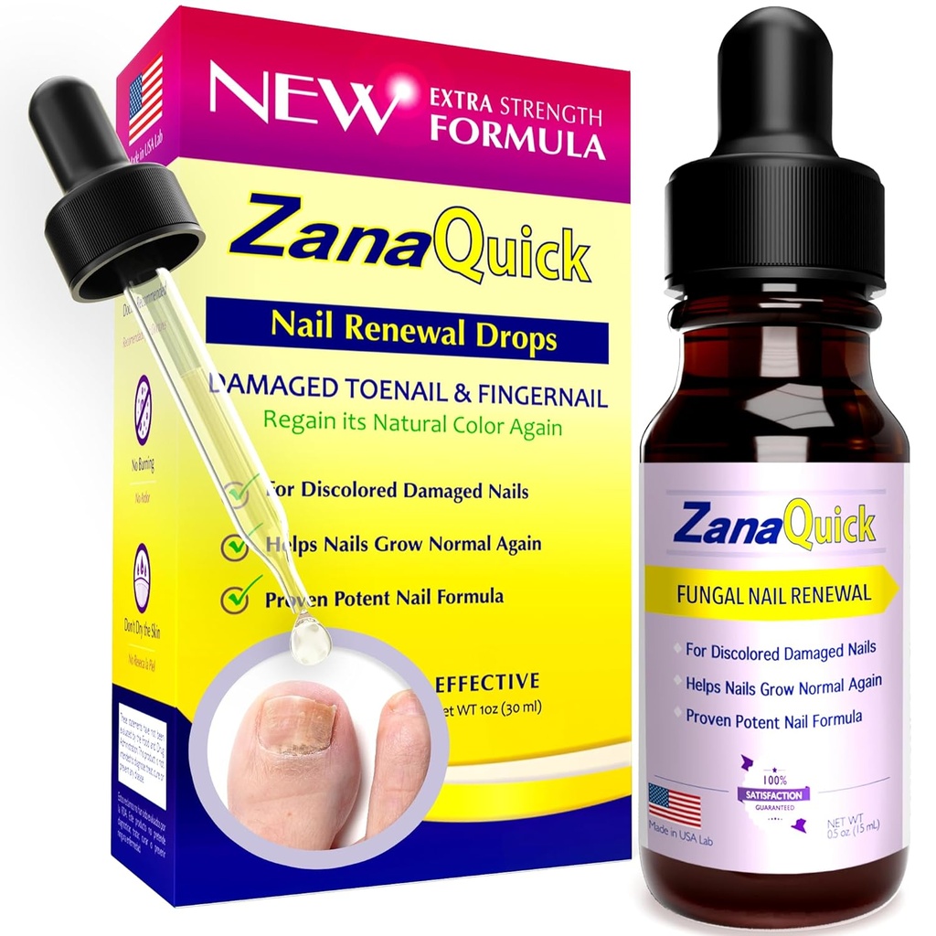 ZanaQuick Extra Strength Toenail & Fingernail Repair Drops - 두꺼운, 손상 및 변색 된 손톱에 대한 네일 케어 갱신 - 1 Pack, 0.50 fl oz