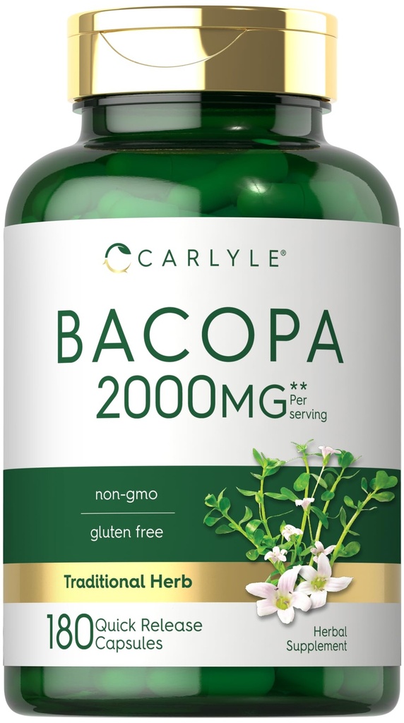 Carlyle Bacopa Monnieri 캡슐 | 180 캡슐 | 글루텐 무료 보충