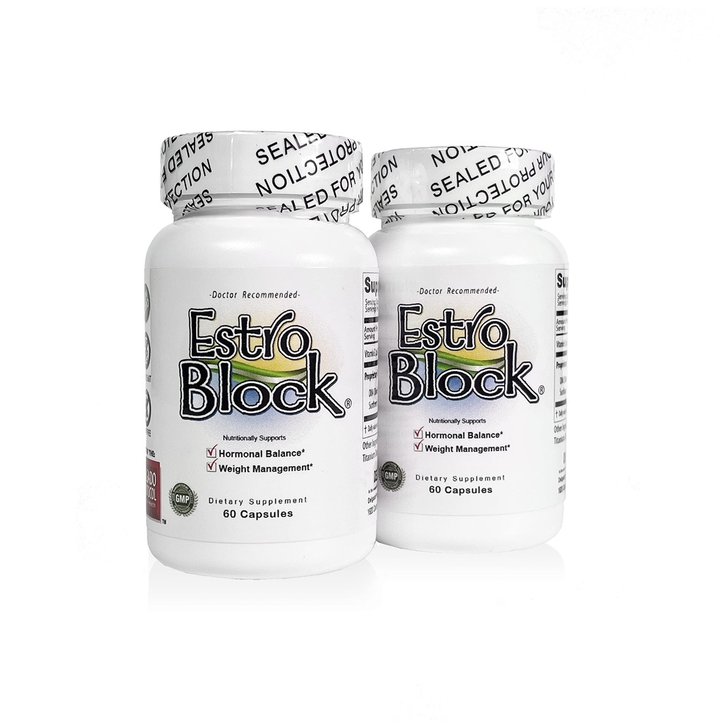 Estroblock - 2-Pack 120 캡슐 총 - DIM & Indole 3-Carbinol 천연 호르몬 균형, 여드름 - 안티 독성 에스트로겐 Aromatase 억제 차단제. Vegan, Soy-Free, Dairy-Free, Non-GMO (2)