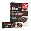 MUSASHI Protein Crisp Bar, 20g Protein, 4g 총 설탕, 초콜릿 브라운, 포스트 운동 및 간식 이동, 2.1oz (60g) 바의 12 팩
