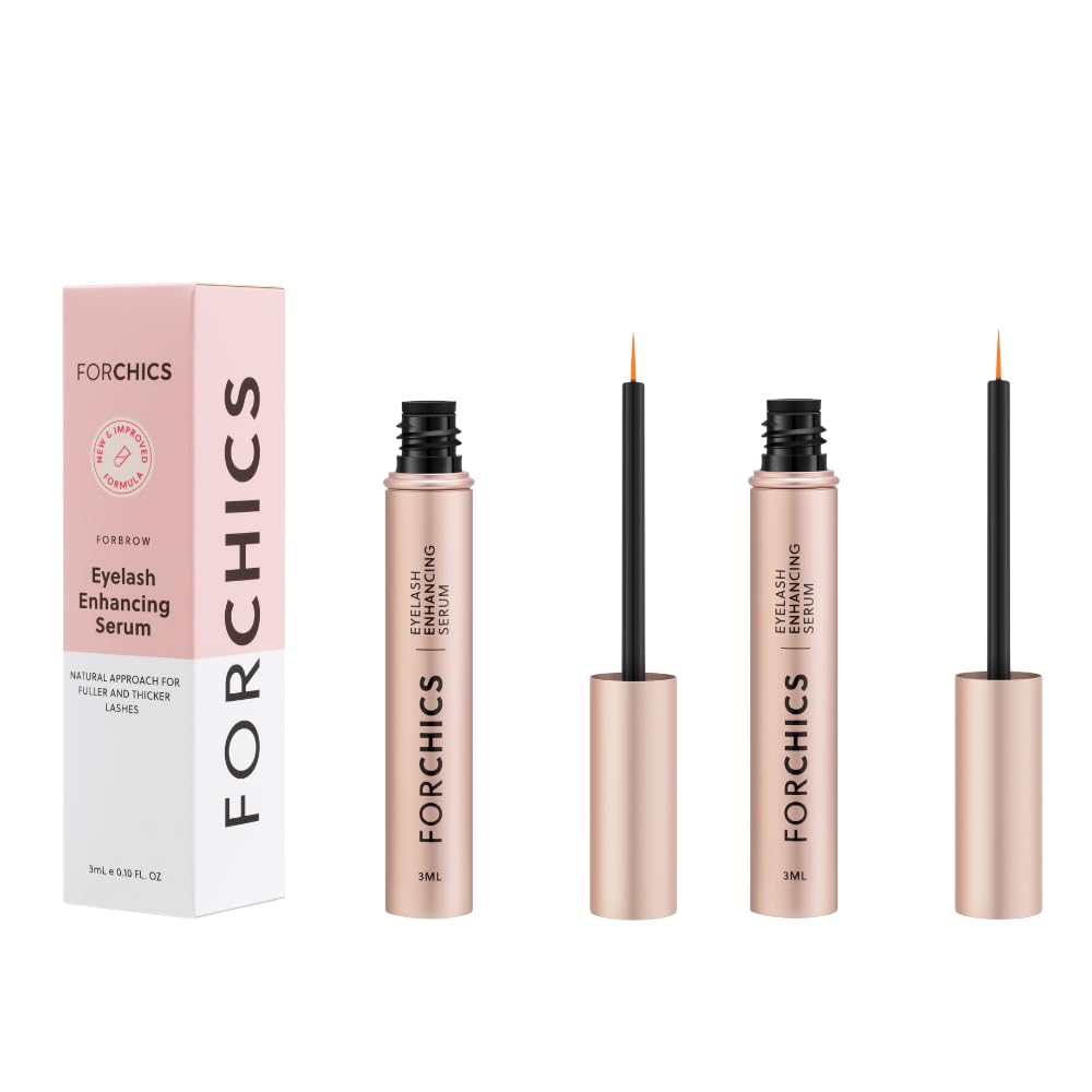 ForChics : 2 팩 궁극적 인 속눈썹 호르몬 - 향상된 풀러, 더 두꺼운, 더 긴 속눈썹을위한 무료 성장 혈청 - Regrowth 부스터, 유기 공식, Vegan & Cruelty-Free