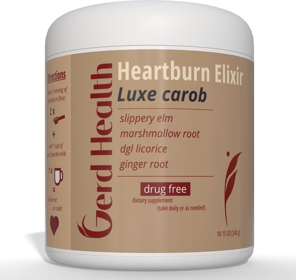 Heartburn Elixir : Marshmallow 뿌리, Slippery Elm Bark 및 DGL Licorice로 만든 초본 분말 음료