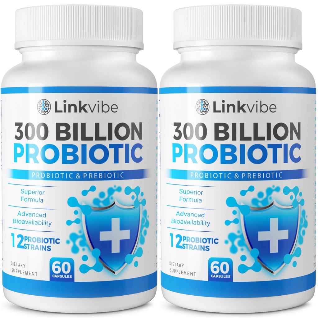 Probiotic 300 억 CFU - Digestive & Gut, Immune, Bloating Health - 여성과 남성을위한 Probiotics - 매일 Dairy 무료, 선반 안정 - 120 개