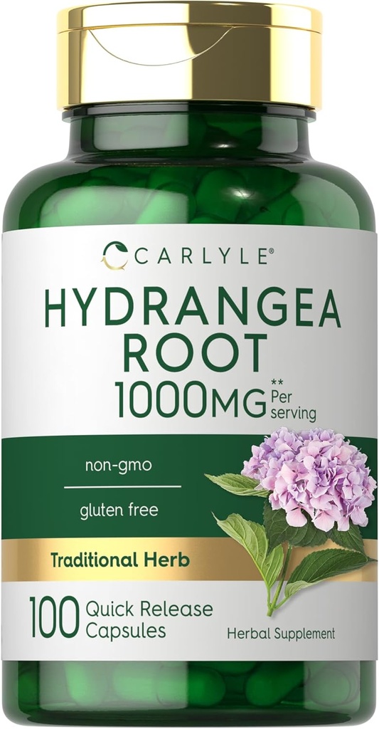 Carlyle Hydrangea 뿌리 캡슐 | 1,000mg | 100 개 | 비 GMO, 글루텐 무료 추출물