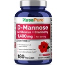 NusaPure D-Mannose Complex 1400 mg (히비스커스와 크랜베리 포함) - 180 Veggie 모자.