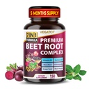 VEGATOT Beet Root *USA Made and Tested* Ginseng Maca Root Ashwagandha와 농축 - 에너지 체력 면역 지원 (150 개)