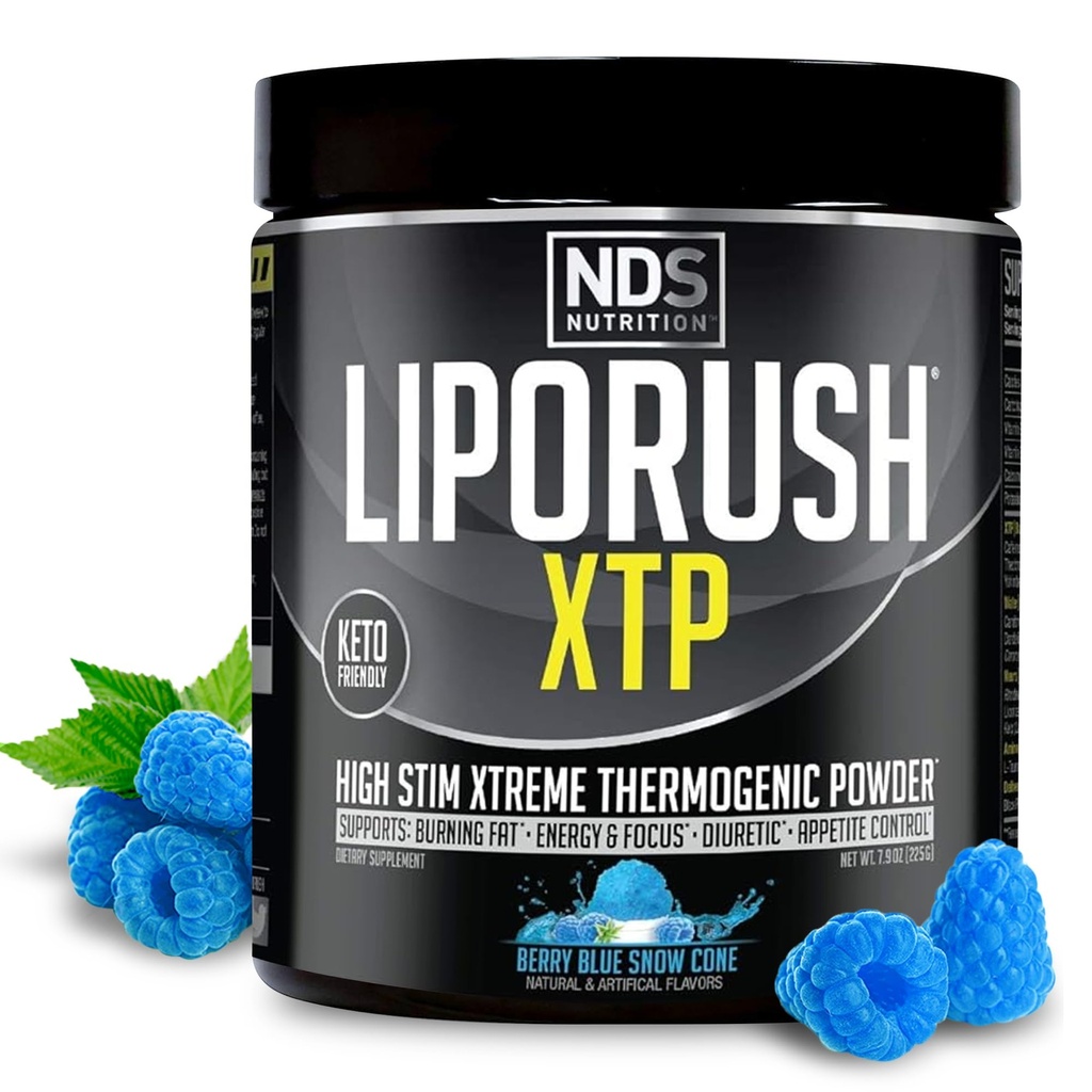 NDS 영양 XTP Thermogenic 지방 버너 L-Carnitine - 에너지, 초점, 및 식욕 제어 - 극한 열성 지방 연소 분말 체중 감소 - 블루 베리 스노우 콘 (45 서빙)