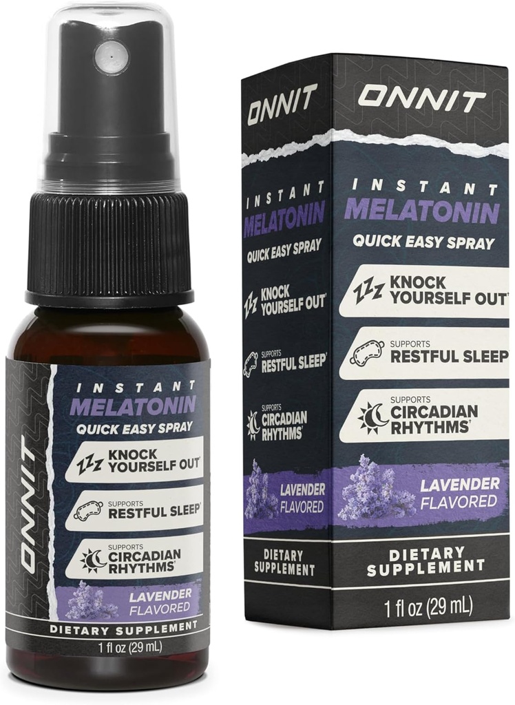 ONNIT 멜라토닌 액체 수면 지원 스프레이, IGENTM 비 GMO 테스트, 라벤더 맛, 성인을위한 수면 지원, 스프레이 당 3mg 멜라토닌, 1 fl oz