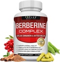 Ceylon Cinnamon 및 Bitter Melon 2100mg을 가진 Toplux Berberine - 높은 순수성 97% HCL Berberine 보충교재, 지원 전반적인 건강 & 면역 체계, 비 GMO Vegan 90의 캡슐