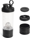 혼합기 단백질 셰이커 Tritan 병 Pill/Powder 단백질을 위한 저장 콘테이너 Shakes-pre 운동 병 Mixer 컵 Gym 스포츠 물병 철사 Whisk 공 검정을 가진