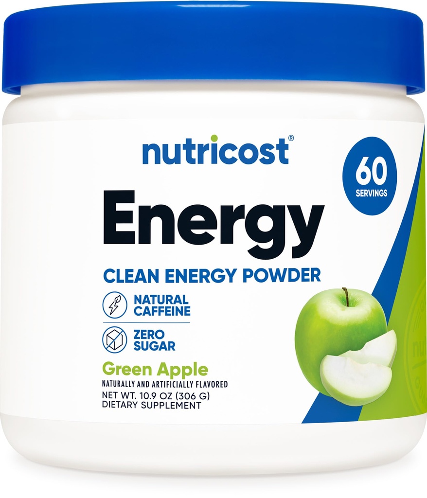 Nutricost Energy Complex (Green Apple) (60 인분) - 청정 에너지 분말, 300g 규정식 보충교재