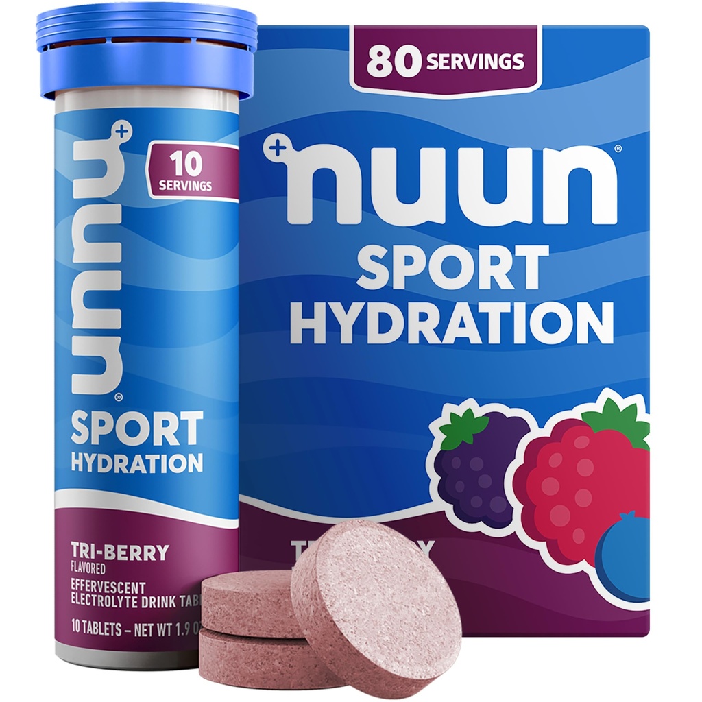 Nuun 스포츠 마그네슘, 칼슘, 칼륨, 염화물 및 나트륨, 글루텐 무료 및 채건, 트리 - 버리, 8 팩 (80 서빙 총)과 전자 정제