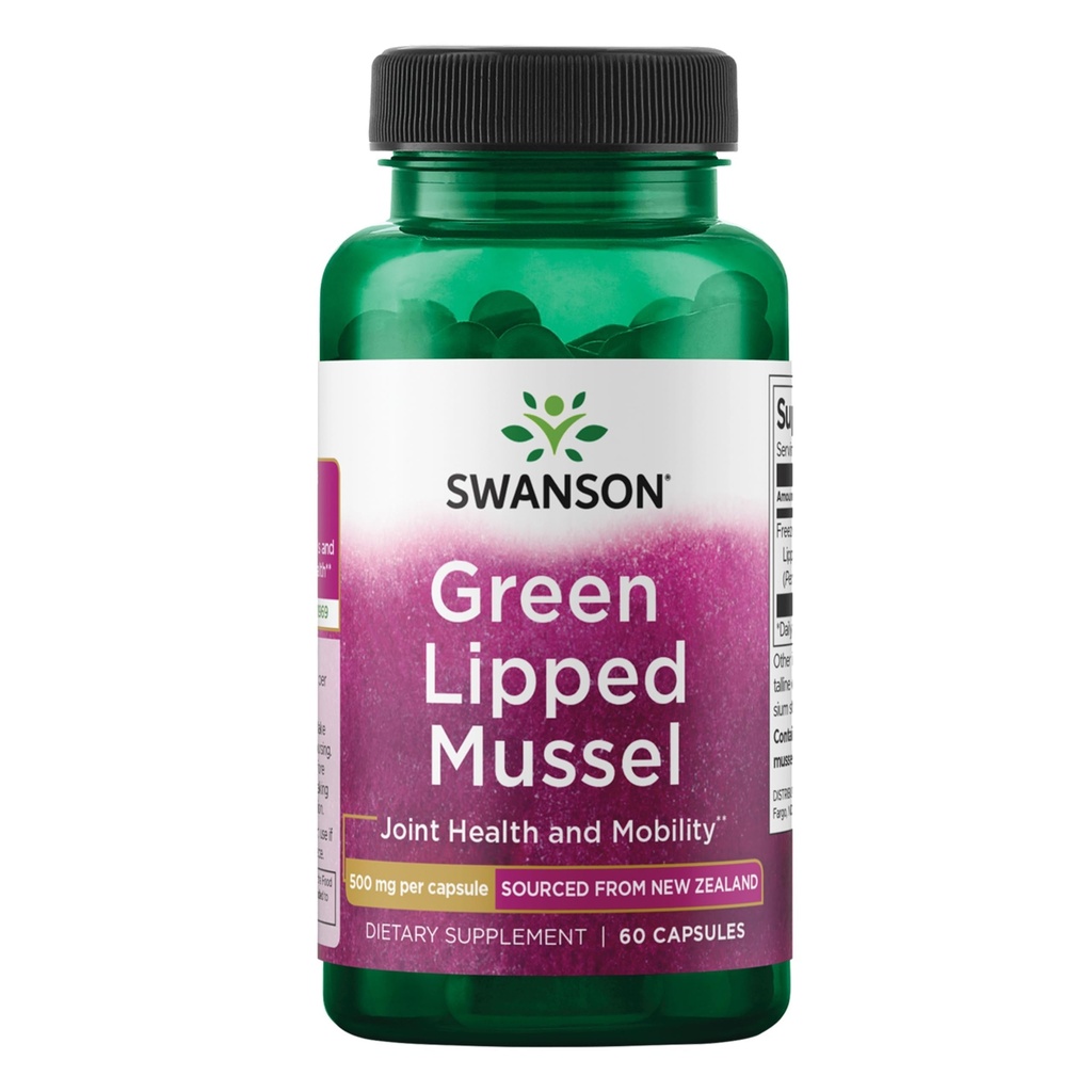 Swanson Green Lipped Mussel (Freeze-Dried) - 뉴질랜드 합동 건강 & Mobility 보충교재 - 자연적인 공식은 심장 건강 & 소화 기능을 지원합니다 - (60의 캡슐, 각각 500mg)