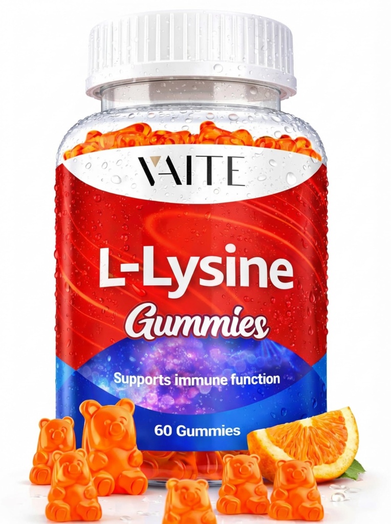 L-Lysine 1000mg Gummies - 지원 피부, 입술, Vegan, 글루텐 무료, 성인 조직 건강 & 면역 체계, Chewable, 아미노산 비타민 보충교재 & 복잡한 보충교재, 비 GMO를 위한 비타민