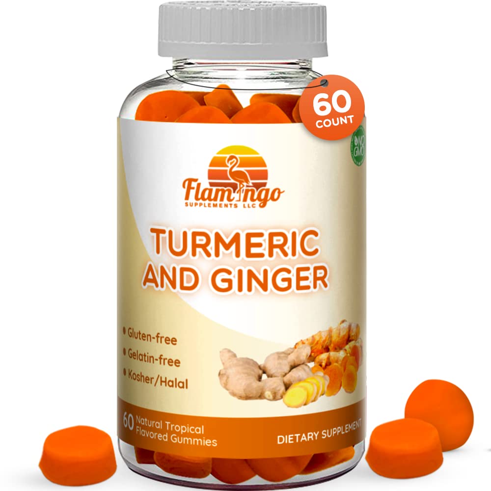 성인과 어린이를 위한 Turmeric Curcumin & Ginger Chewable Gummies. Vegan 친절하고, Kosher & Halal, 글루텐 무료, 비 GMO. 60 조사