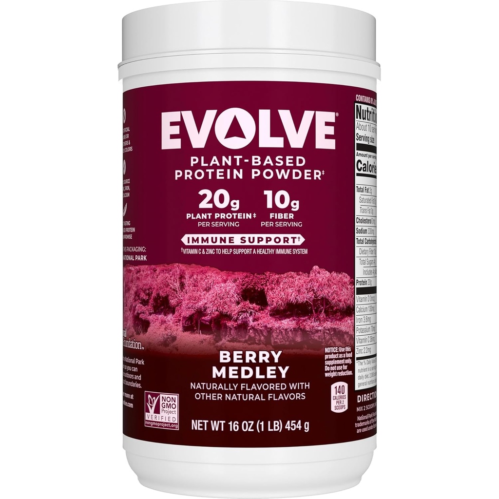 Evolve 단백질 분말, Berry Medley, 20g 단백질, 1 파운드