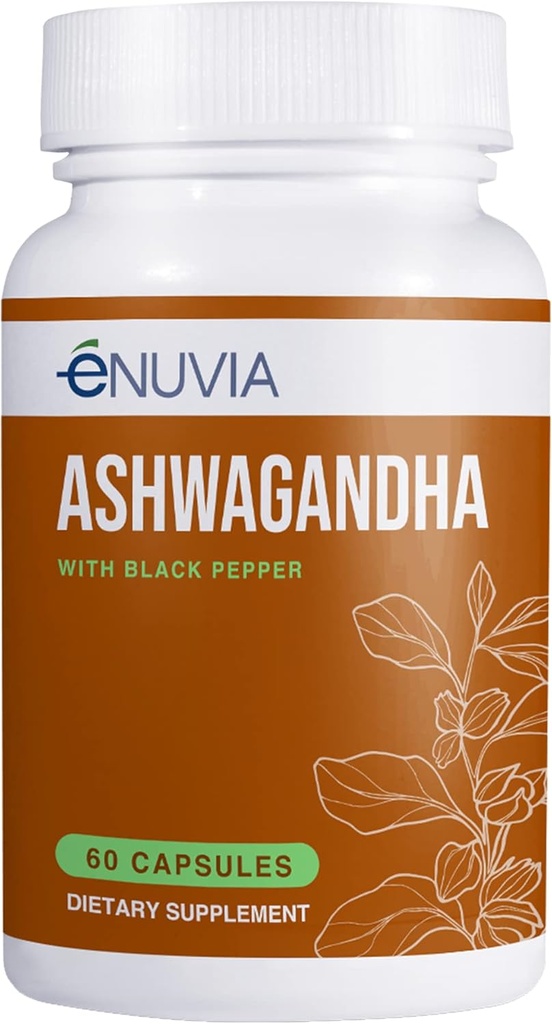 Ashwagandha 보충교재 - 자연적인 기복 및 stamina 지원은 강화한 흡수 Vegan를 위한 까만 고추 추출물을 가진 Ease 긴장 60의 캡슐 순수한 뿌리를, 미국에서 만드는 돕습니다