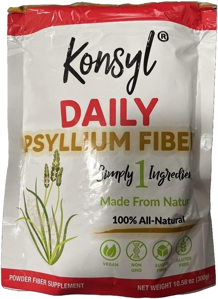 Konsyl Daily Psyllium Fiber - Non-GMO, Vegan, Keto-Friendly, Fiber Supplement Powder - 소화 건강 지원 - 300g / 10.58 oz (팩의 01)