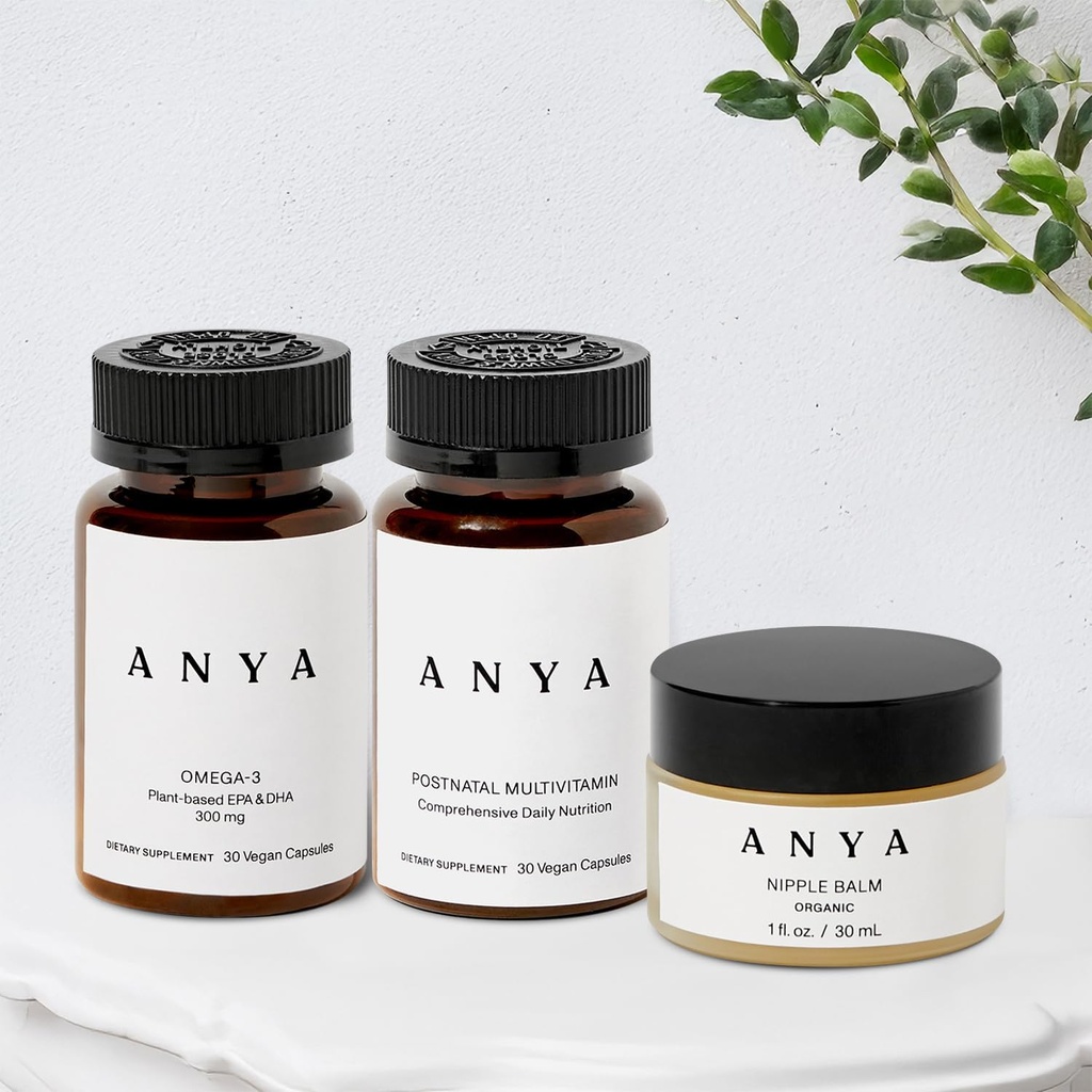 ANYA Multivitamin + Nipple Balm 번들 여성을위한 Postpartum Essentials, Breastfeeding을위한 Postnatal 보충제