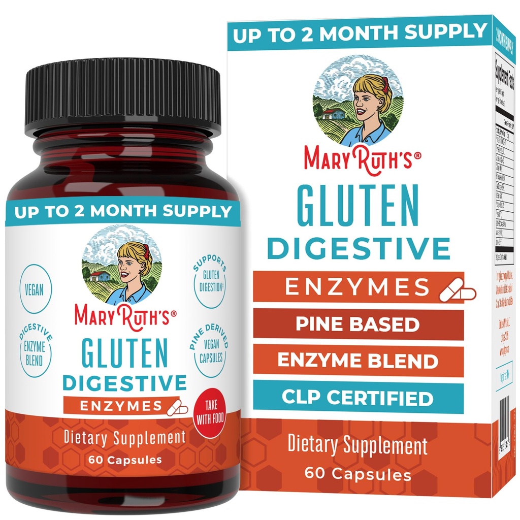MaryRuth Organics 글루텐 효소 캡슐 | 과트 건강 지원을위한 효소 보충 | 글루텐 소화 | & Nutrient Absorption | Vegan | 글루텐 무료 | 60 개