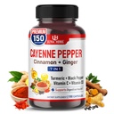 Cayenne Pepper 7 in 1 - - Ginger, Turmeric, Cinnamon, Black Pepper와 함께 - 소화 시스템 기능을 홍보 (150 일 공급 (팩 1)))
