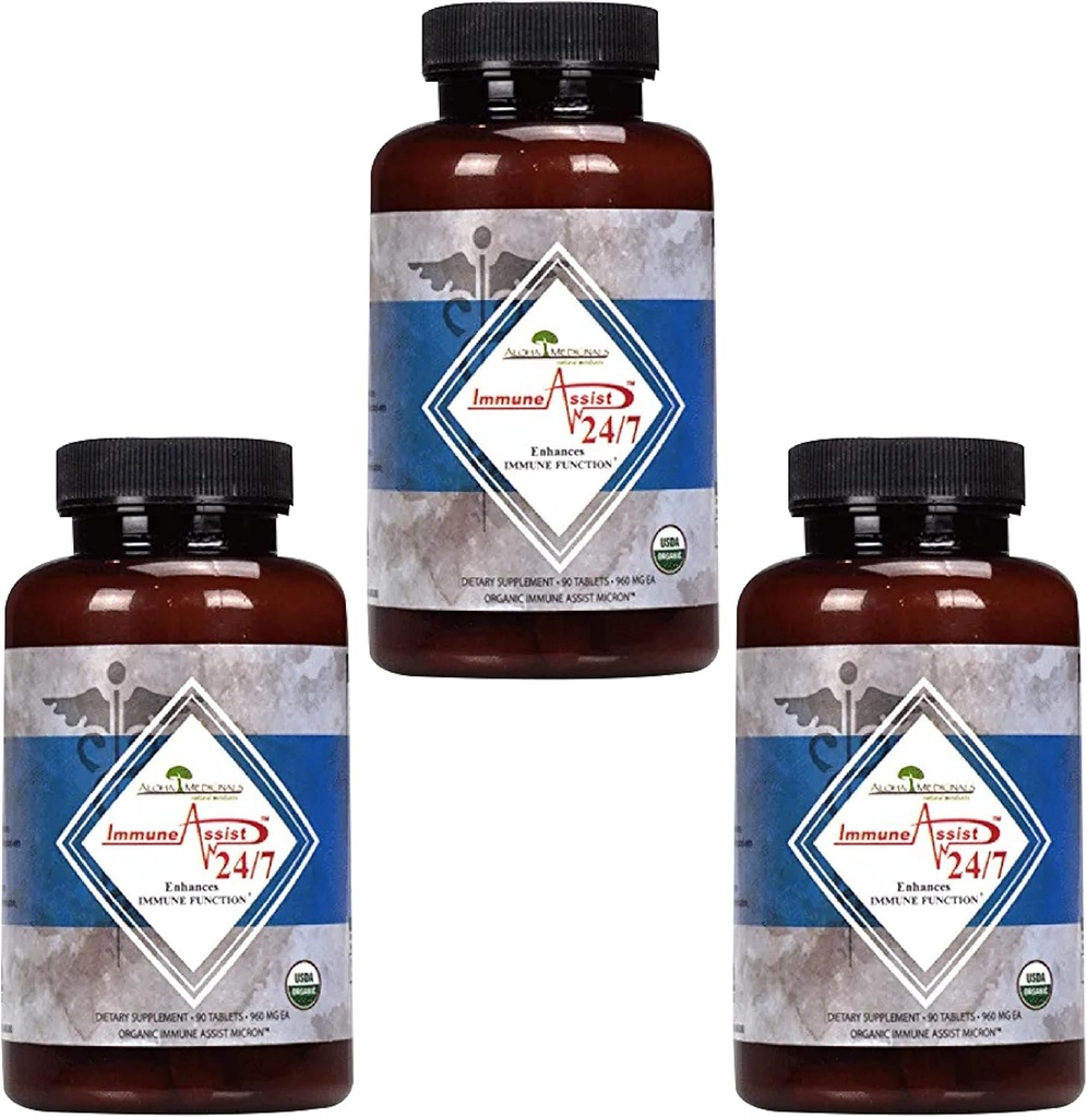 Aloha Medicinals – Immune Assist 24/7, 유기 버섯 보충, 면역 지원 보충교재, 90 정제 각각, 3 팩