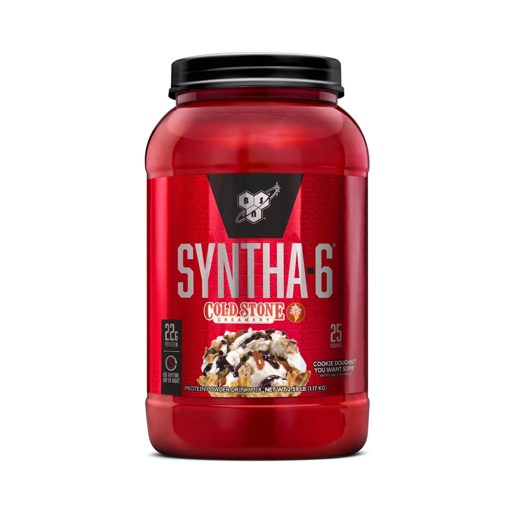 BSN Syntha-6 Whey Protein Powder, Cold Stone Creamery- Cookie Doughn't You Want Some, Micellar Casein, 우유 단백질 Isolate 파우더, 25 서빙