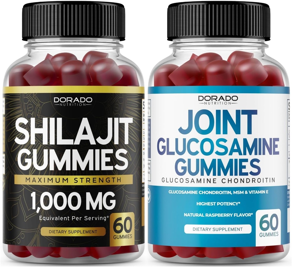 DORADO NUTRITION Shilajit Gummies 남성 및 여성 (60 Gummies) 및 글루코사민 Chondroitin (60 Count)