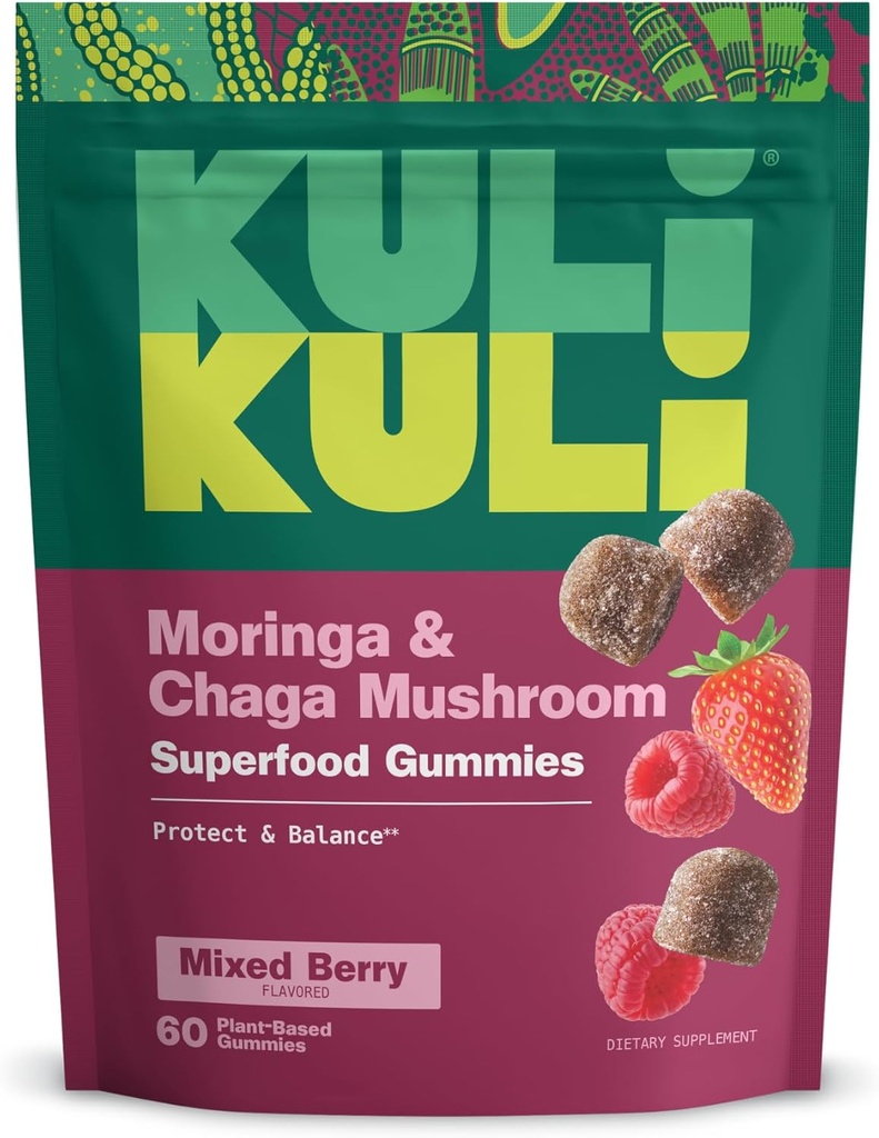 Kuli Kuli Super Energy Gummies - Moringa, Caffeine-Free Natural Energy Booster와 에너지 보충제 - 60 Non-GMO, 글루텐 프리 모링가 Gummies