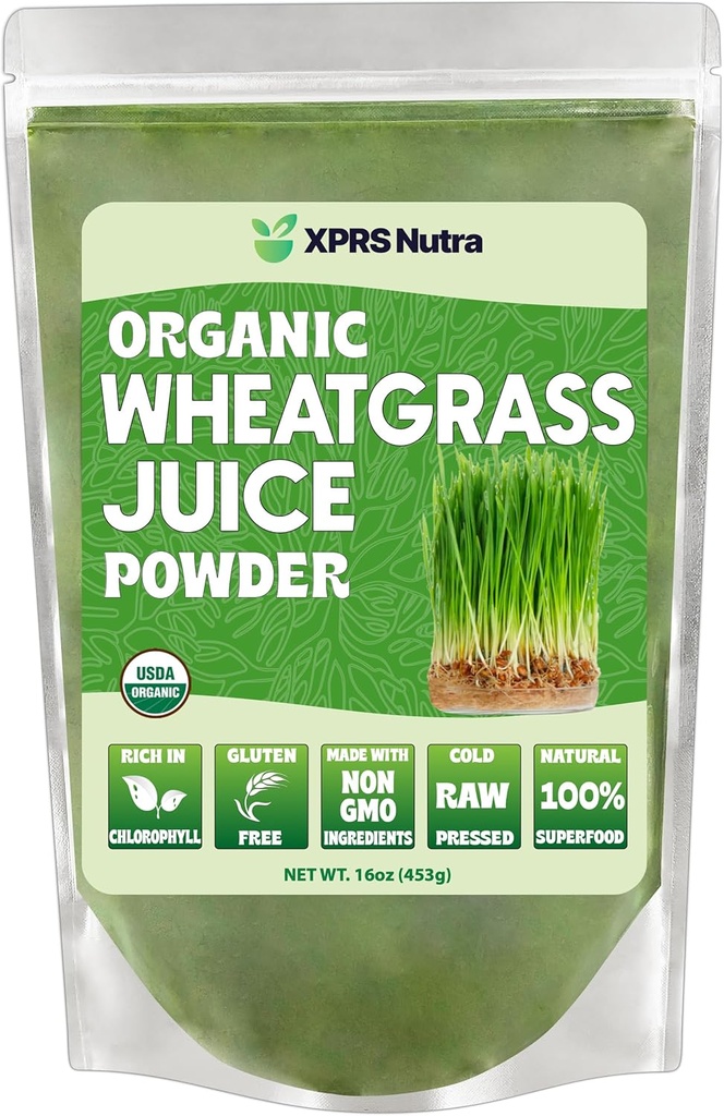 XPRS Nutra 유기 Wheatgrass 주스 분말 - 지속 가능한 성장 - 집중된 주스에게서 만드는 즉시 밀 잔디 주스 분말 - 유기 Wheatgrass 분말 보다는 더 많은 잠재력 - 16 Ounce