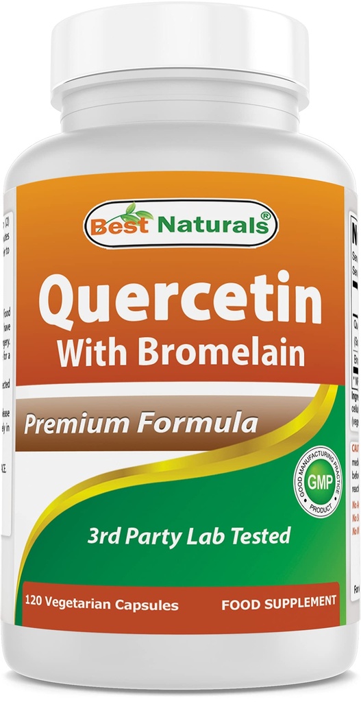 Bromelain Veggie 캡슐을 가진 제일 자연적인 Quercetin - Bromelain (2400 GDU/g), 120 조사의 Quercetin & 165 mg의 800mg