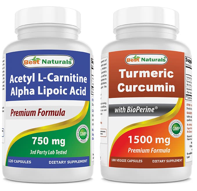제일 자연적인 Acetyl L 카르니틴과 알파 Lipoic 산 750 mg & 심황 Curcumin 1500mg/Serving Bioperine