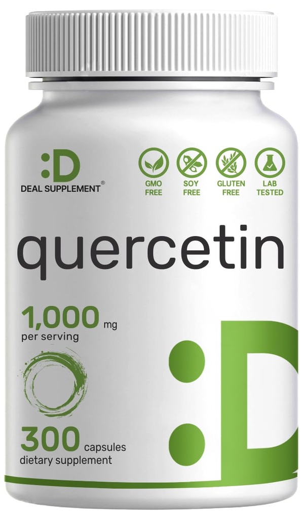 서빙 당 Quercetin 1,000mg, 300의 캡슐 – 건강한 면역 지원 보충교재, 높은 생물 유효한 플라보노이드, 자연적인 산화 방지제 – 비 GMO, 콩 자유로운, 글루텐 없음