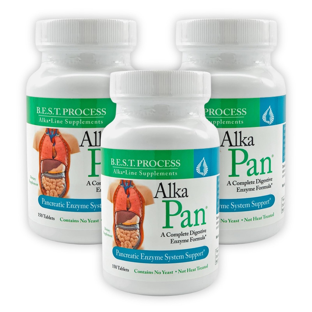 Alka•Pan (3 팩) 최고의 프로세스 알칼리성 - 자연 소화 보충 - Antioxidant-Rich Superfoods 및 소화 허브와 Pancreatic 효소