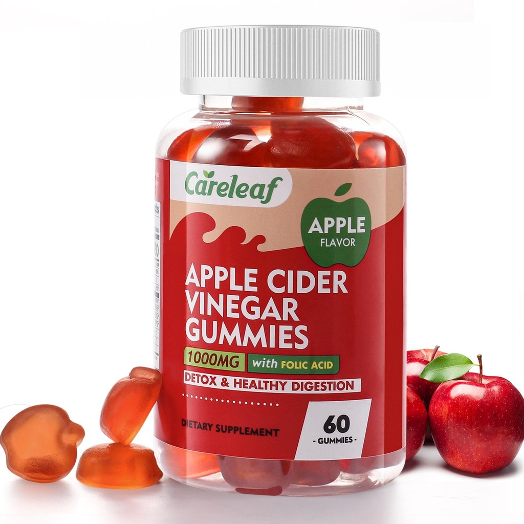 Apple Cider Vinegar Gummies 60는 Metabolism, Digestion, Detox, Gut & Immune 건강을 위한 비타민 B6 비타민 B12를 가진 1000mg AVC를 조사합니다