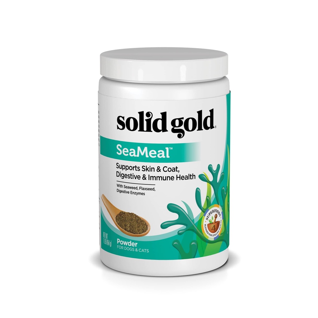 단단한 금 고양이 & 개 Multivitamin 분말 - Kelp 분말, 오메가 3 & 치과, 소화, 면역, 피부 & 외투 건강을 위한 비타민 - 개 & 고양이를 위한 다 비타민 - 고양이 & 개 식품 첨가물 보충교재 - 1lb