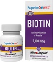 우수한 근원 Biotin 5000 mcg. 혀의 밑에 빠른 용해 MicroLingual 정제, 100개의 조사, 지원 건강한 머리, 피부, 및 못 성장, 도움 지원 에너지 대사, 비 GMO