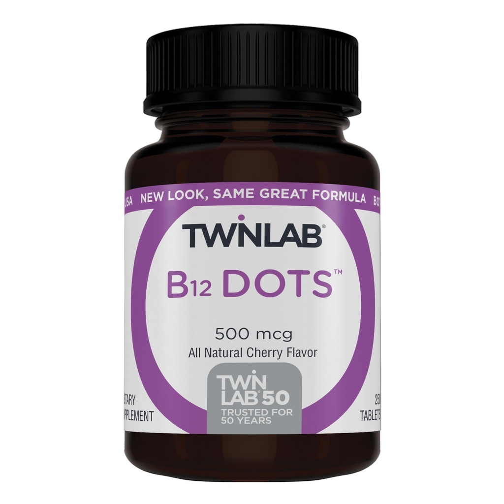 Twinlab B-12 Dots - 에너지 생산 지원은 비타민 B12-500 mcg, 250 정제로 보충합니다