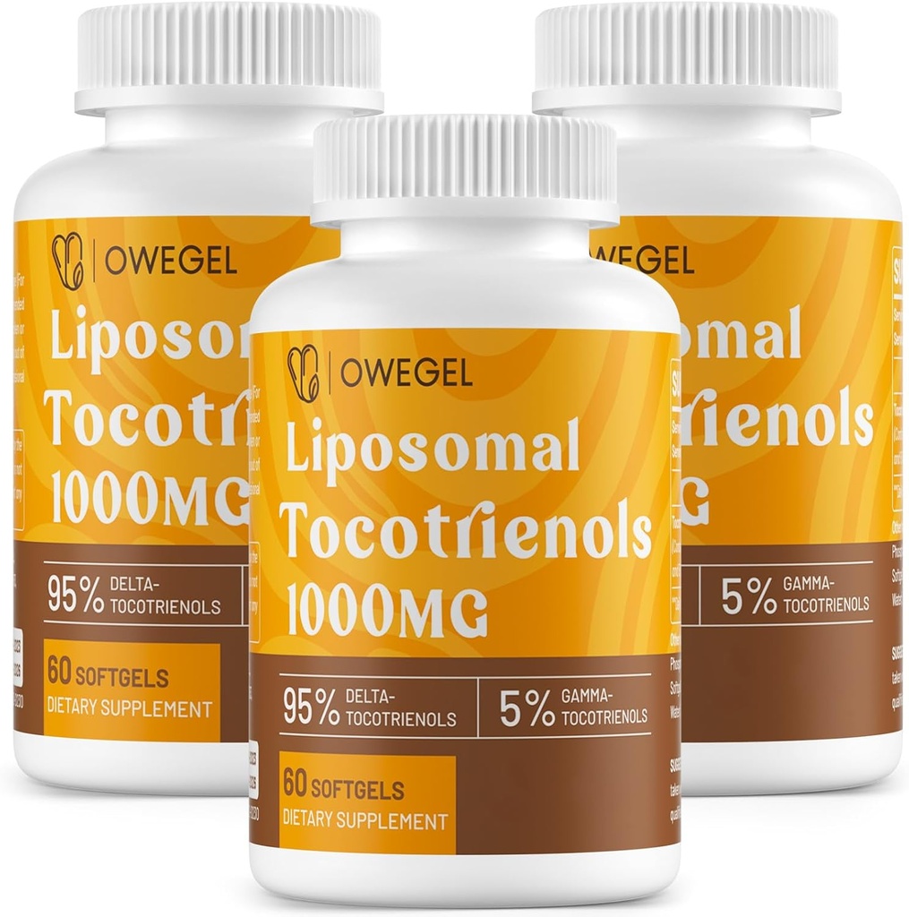 Liposomal Tocotrienols 1000mg - 높은 생물 분해성 비타민 E Tocotrienols 보충교재, 95% 델타 & 5% 감마 Tocotrienol 캡슐 지원 피부, 뼈, 산화 방지제, 180 Softgels