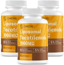 Liposomal Tocotrienols 1000mg - 높은 생물 분해성 비타민 E Tocotrienols 보충교재, 95% 델타 & 5% 감마 Tocotrienol 캡슐 지원 피부, 뼈, 산화 방지제, 180 Softgels