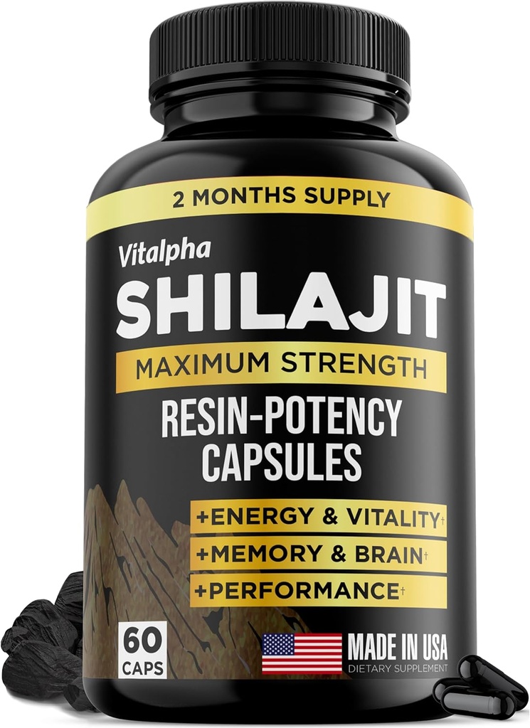 수지 순수성 Shilajit 캡슐 (50% Fulvic 산) - 500mg 최대 힘 추출물 - 유기 Shilajit - 미국에서 만드는 - 85+ 추적 광물 - 월간 공급 - 60 카운트