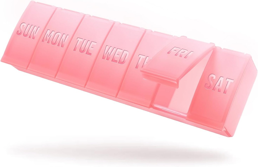 Barhon Large Weekly Pill 주최자, 7 일 동안 큰 비타민 주최자 케이스, 다양한 보충제와 물고기 기름을 잡아 여행 의학 알약 상자, 사쿠라 핑크