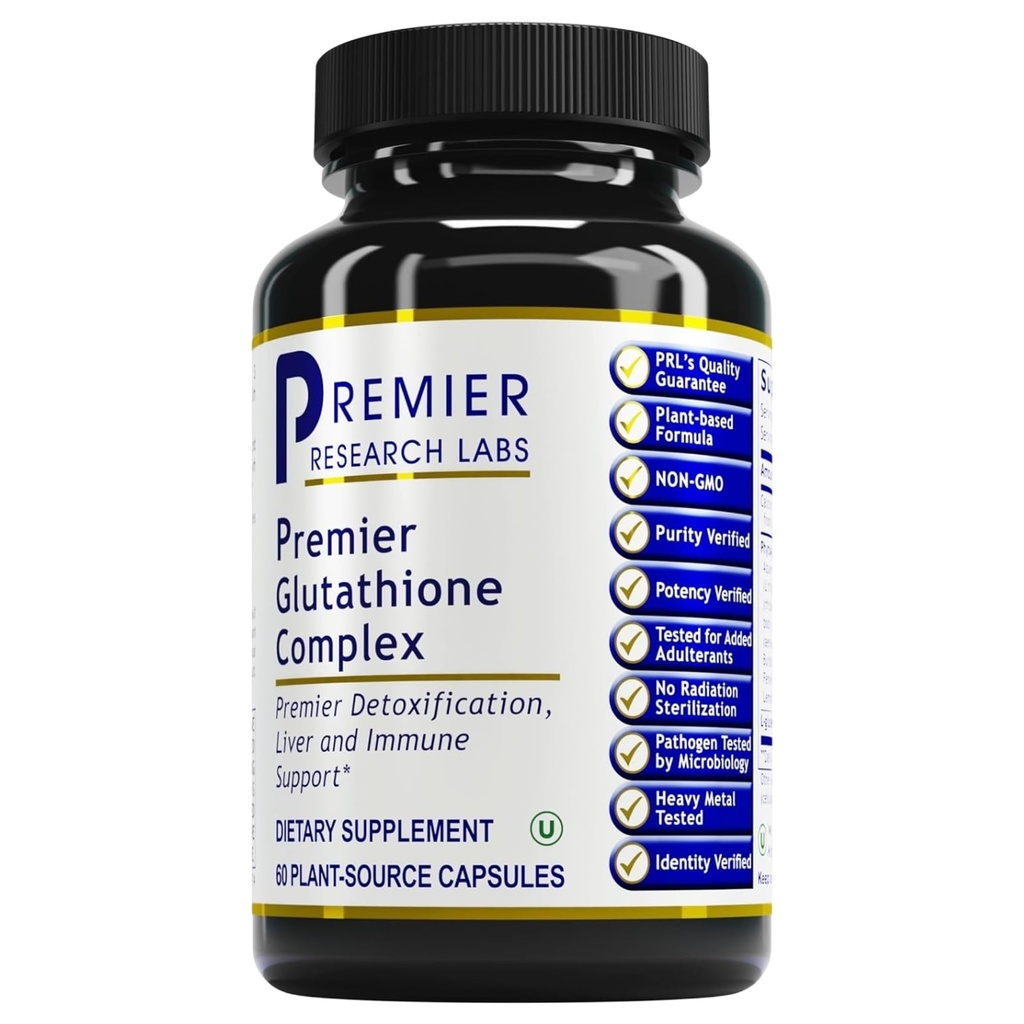 Premier Research Labs Glutathione Complex - Liver & Immune Support Supplement - Natural Liver Cleanse 용 글루타티온 알약 - 60 채식 캡슐