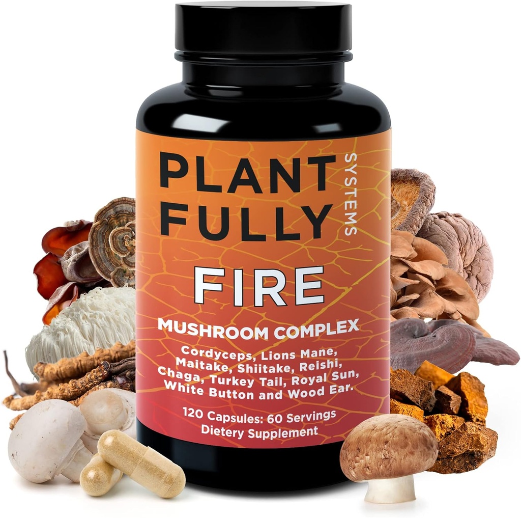 10-in-1 버섯 보충 – 사자 Mane, Reishi, Cordyceps, Chaga, 터키 꼬리, Maitake & Shiitake – 뇌 지원, 기억, 초점 및 에너지를위한 Nootropic Complex – 120 캡슐, 미국에서 만든